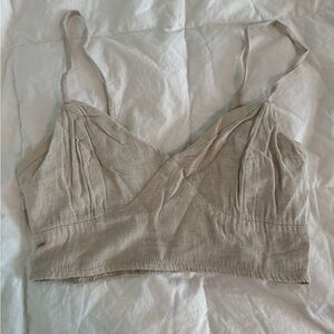 Women's Beige Adjustable Cropped Tank